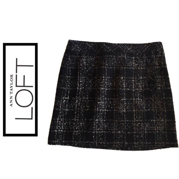 LOFT Dresses & Skirts - LOFT Black/Tan Plaid woven pencil skirt Size 14P